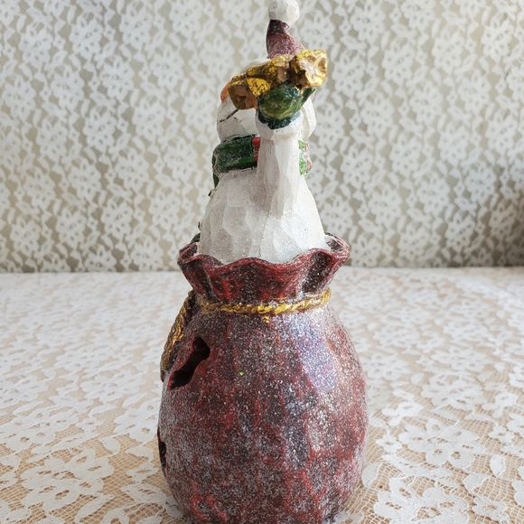 Glittery Light changing Snowman in red sack Home Interiors NEW - Picture 7 of 14